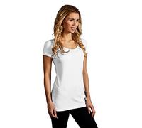 Slim-Fit V-Ausschnitt T-Shirt Lang Damen, Weiß, M