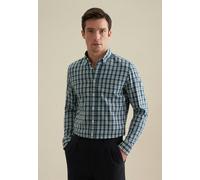 Slim Flanellhemd Karo Türkis 39 (01.645562-0059-39)