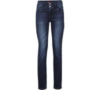 Push-up-Jeans BONPRIX, Damen, Gr. 42, N-Gr, blau (dunkelblau used), Denim/Jeans, Obermaterial: 71% Baumwolle, 18% Polyester, 9% Viskose, 2% Elasthan, unifarben, slim fit lang, Jeans, Five-Pocket Style