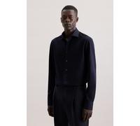 Businesshemd SEIDENSTICKER "Schwarze Rose", Herren, Gr. M (40), normale Ärmellängen, blau (dunkelblau), 91% Baumwolle, 9% Elasthan, unifarben, slim fit, 2-Knopf-Manschette, Hemden, Slim 1/1 Kentkragen