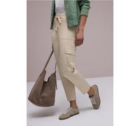 Cargohose STREET ONE, Damen, Gr. 36, Länge 28, smoke beige, Stoff, 82% Polyester, 18% Elasthan, unifarben, comfort fit knöchelfrei, Hosen Cargohose, im Cargo-Style (68570549-36) smoke beige