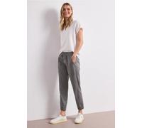 Jogger Pants STREET ONE, Damen, Gr. 42, Länge 28, grau (charcoal grau), Web, 97% Baumwolle, 3% Elasthan, unifarben, loose fit knöchelfrei, Hosen, aus Baumwolle mit Stretchanteil (74222054-42) charcoal