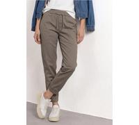 Jogger Pants STREET ONE, Damen, Gr. 42, Länge 28, braun (schwarz tumbled beige), Web, 97% Baumwolle, 3% Elasthan, unifarben, loose fit knöchelfrei, Hosen, aus Baumwolle mit Stretchanteil (46227417-42)