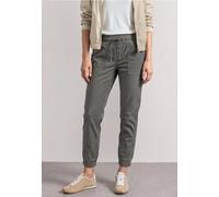 Jogger Pants STREET ONE, Damen, Gr. 40, Länge 28, grau (overcast grau), Web, 98% Baumwolle, 2% Elasthan, unifarben, loose fit knöchelfrei, Hosen, aus Baumwolle mit Stretchanteil (62794267-40) overcast