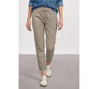 Jogger Pants STREET ONE, Damen, Gr. 46, Länge 28, beige (buff grau), Web, 98% Baumwolle, 2% Elasthan, unifarben, loose fit knöchelfrei, Hosen, aus Baumwolle mit Stretchanteil (62793626-46) buff grau