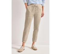 Jogger Pants STREET ONE, Damen, Gr. 42, Länge 28, beige (cobble stone), Web, 98% Baumwolle, 2% Elasthan, unifarben, loose fit knöchelfrei, Hosen, aus Baumwolle mit Stretchanteil (33524446-42) cobble s