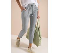 Schlupfhose CECIL "Style Tracey", Damen, Gr. L (42), Länge 28, palm breeze grün, Web, Obermaterial: 73% Polyester, 24% Viskose, 3% Elasthan, gestreift, figurbetont 7/8-Länge, Hosen Schlupfhose, Seersu