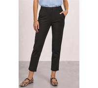 Stoffhose STREET ONE, Damen, Gr. 46, Länge 28, schwarz coffee, Stoff, 95% Viskose, 5% Elasthan, unifarben, loose fit knöchelfrei, Hosen Stoffhose, mit Schnallen (97724418-46) schwarz coffee