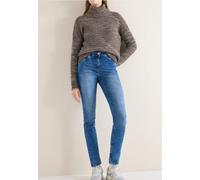Slim-fit-Jeans CECIL, Damen, Gr. 36, Länge 30, mid blau wash, Jeans, 78% Baumwolle, 20% Polyester, 2% Elasthan, unifarben, lang, Jeans Slim-fit-Jeans, High Waist (46575941-36) mid blau wash
