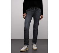 Slim-fit-Jeans STREET ONE, Damen, Gr. 25, Länge 30, grau (steel grau washed), Jeans, 82% Baumwolle, 15% Polyester, 3% Elasthan, unifarben, knöchellang, Jeans Slim-fit-Jeans, 5-Pocket-Style (74668945-2