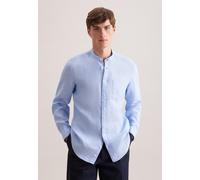 Seidensticker Slim Fit Leinenhemd mit Stehkragen Modell 'Mandarin' in Bleu, Größe 38