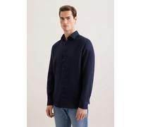 Seidensticker Slim Fit Leinenhemd dunkelblau, Einfarbig
