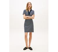 Polokleid TOMMY HILFIGER "SLIM OPEN NK POLO DRESS SS", Damen, Gr. S (36/38), N-Gr, breton stripe schwarz night, ecru, Jersey, Obermaterial: 96% Baumwolle, 4% Elasthan, gestreift, figurbetont, V-Aussch