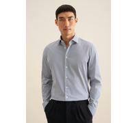 Businesshemd SEIDENSTICKER "Slim", Herren, Gr. XL (43), normale Ärmellängen, blau, 65% Baumwolle 31% Polyethylen 4% Elastan, bedruckt, slim fit, Langarm 2-Knopf-Manschette, Hemden, Slim Langarm Kentkr