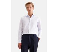 Businesshemd SEIDENSTICKER "Schwarze Rose", Herren, Gr. L (42), normale Ärmellängen, weiß (blau), 97% Baumwolle, 3% Elasthan, Strukturmuster, slim fit, 2-Knopf-Manschette, Hemden, Slim 1/1 Kentkragen