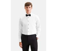 Smokinghemd SEIDENSTICKER, Herren, Gr. XL (43), normale Ärmellängen, weiß, 100% Baumwolle, unifarben, slim fit, Doppelmanschette, Hemden, Slim 1/1 Kentkragen Uni (47941453-43) weiß