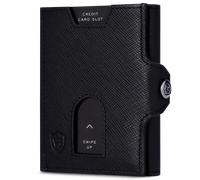 Slim Wallet mit RFID-Schutz, 5 Kartenfächer & Mini-Münzfach (Saffiano) - Schwarz (Saffiano)