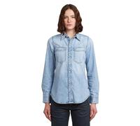 Langarmshirt G-STAR "Slim Western Hemd", Damen, Gr. L, sun faded blau mist, Obermaterial: 100% Baumwolle, Shirts Langarmshirt (78008314-L) sun faded blau mist
