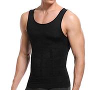 SLIMBELLE Shapewear Herren Kompressions Shirt Figurformende Bauchweg Unterhemd Body Shape Tank Top Ärmellos Untershirt Elastische Weste Schlank Mieder Taillenformer Bauch Vest für Männer (Schwarz,S)
