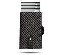 SLIMJACK Smart Wallet mit Münzfach - Kreditkartenetui mit RFID-Schutz - Geldbeutel für Herren - Aluminium-Kartenhalter - Smart Wallet für Karten & Münzen - Carbon Stil