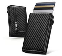 Slimwalt Geldbörse Herren mit Grand Münzfach, Portmonee Herren Slim Wallet mit RFID, Pop-up Kartenetui für 10 Karten,1 ID Fenter & 10+ Banknote, Wallets for Men (Carbon Schwarz)