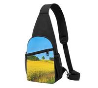 Sling Rucksack, Brusttasche, Raps, Blumenfeld, Diebstahlschutz, Umhängetasche, Tagesrucksack, Outdoor, Sport, Reisen, Wandern, für Damen und Herren, Raps-Blumenfeld, Chest pack, Sportlich
