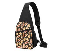 Sling Rucksack, Brusttasche, Sonnenuntergänge, See, Pferde, Diebstahlschutz, Umhängetasche, Tagesrucksack, Outdoor, Sport, Reisen, Wandern, für Damen und Herren, Lustiges Essen Hot Dogs, Chest pack