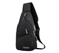 Sling Rucksack für Herren, Bauchtasche, mit USB-Anschluss, Kopfhöreranschluss, verstellbarer Riemen, wasserdicht, freihändige Geldbörse, lässig