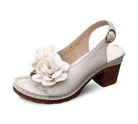 Slingback Ballerina Damen, Sommer Faux Leder Slingpumps Damen Sandalen Mit Absatz Slingback Elegant Sandaletten Riemchenpumps Riemchen Kitten Heels Damenschuhe Festliche Schuhe