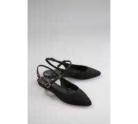 Slingpumps ANISTON SHOES, Damen, Gr. 36, schwarz, Textil, Veloursleder, Schuhe Slingpumps, Flat, Sommerschuh, Riemchensandale - schmale Form (82568526-36)