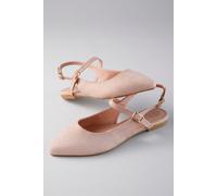 Slingpumps ANISTON SHOES, Damen, Gr. 37, altrosé, Textil, Veloursleder, Schuhe Slingpumps, Flat, Sommerschuh, Riemchensandale - schmale Form (82512561-37) altrosé