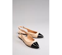 Slingpumps ANISTON SHOES, Damen, Gr. 38, beige (beige, schwarz), Lacklederimitat, Lederimitat, Schuhe Slingpumps, Flat, Sommerschuh, Lackspitze - in schmaler Form (48447348-38) beige, schwarz