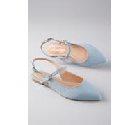 Slingpumps ANISTON SHOES, Damen, Gr. 41, hellblau, Textil, Veloursleder, Schuhe Slingpumps, Flat, Sommerschuh, Riemchensandale - schmale Form (72942327-41) hellblau