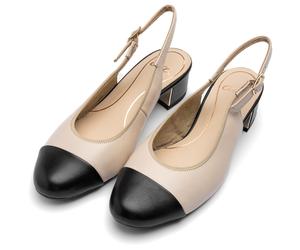 Slingpumps ARA "NIZZA", Damen, Gr. 2,5, creme, schwarz, Glattleder, unifarben mit Farbeinsatz, Schuhe Slingpumps, Blockabsatz, Festtagsschuh, Abendschuh, Kontrastbesatz, Weite H (51669109-2,5)