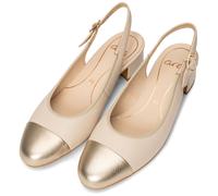 Slingpumps ARA "NIZZA", Damen, Gr. 3(36), creme, platinfarben, Glattleder, metallic, Schuhe Slingpumps, Blockabsatz, Festtagsschuh, Abendschuh, Kontrastbesatz, Weite H (79311533-3)