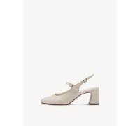 Tamaris Damen Slingpumps M2960146 Beige – Blockabsatz, verstellbares Riemchen, Gr. 38