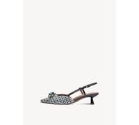 Tamaris Damen Slingpumps Blau kombiniert Lederimitat/Textil Trichterabsatz mit Schmucksteinen Gr. 36