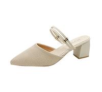 Slingpumps Damen, Slingback Pumps Damen Blockabsatz Riemchen Hochzeitsschuhe High Heels Elegant Und Bequem Breite Füße Kitten Heels Sandalen mit Absatz Elegant Brautschuhe Absatzschuhe (Beige,38)