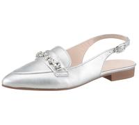 Slingpumps GABOR, Damen, Gr. 38, silber (silberfarben), Nappaleder, metallic, Schuhe Slingpumps, Blockabsatz, Abendschuh, Festtagsschuh in spitz zulaufender Form (20526637-38)