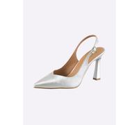 Slingpumps HEINE, Damen, Gr. 37, silberfarben, Textil, Schuhe Slingpumps (97539433-37) silberfarben