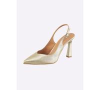 Slingpumps HEINE, Damen, Gr. 41, goldfarben, Textil, Schuhe Slingpumps (63698219-41) goldfarben