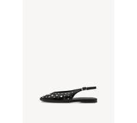 Ballerina TAMARIS "Tamaris Ballerinas Lederimitat", Damen, Gr. 37, schwarz, silber, Lederimitat, Schuhe Ballerina (49935049-37) schwarz, silber