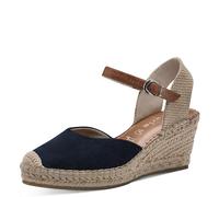 Slingpumps TAMARIS, Damen, Gr. 37, beige (navy), Leder, Textil, geflochten, kontrastfarbene Details, Schuhe Slingpumps, Sandalette, Riemchensandale mit Touch it-Ausstattung - schmale Form (61647321-37