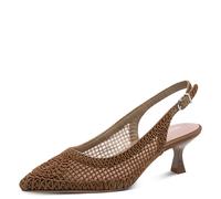 Slingpumps TAMARIS, Damen, Gr. 38, braun, Textil, Strukturmuster, Schuhe Slingpumps, Trichterabsatz, Businessschuh in veganer Verarbeitung (97531212-38)