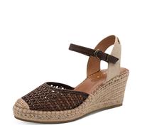 Slingpumps TAMARIS, Damen, Gr. 38, mokka, Bast, Leder, Textil, geflochten, kontrastfarbene Details, Schuhe Slingpumps, Sandalette, Riemchensandale mit Touch it-Ausstattung - schmale Form (47064713-38)