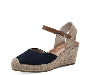 Slingpumps TAMARIS, Damen, Gr. 38, navy, Leder, Textil, geflochten, kontrastfarbene Details, Schuhe Slingpumps, Sandalette, Riemchensandale mit Touch it-Ausstattung - schmale Form (61647321-38) navy