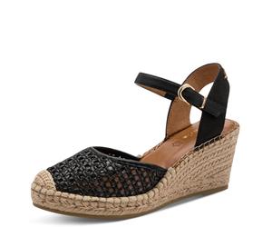 Slingpumps TAMARIS, Damen, Gr. 38, schwarz, Bast, Leder, Textil, geflochten, kontrastfarbene Details, Schuhe Slingpumps, Sandalette, Riemchensandale mit Touch it-Ausstattung - schmale Form (11168505-3
