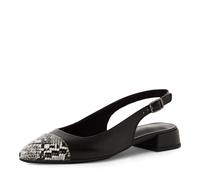 Slingpumps TAMARIS, Damen, Gr. 38, schwarz, Leder, Lederimitat, unifarben mit Farbeinsatz, Schuhe Slingpumps, Blockabsatz, Businessschuh mit verstellbarem Riemchen (51079241-38) schwarz