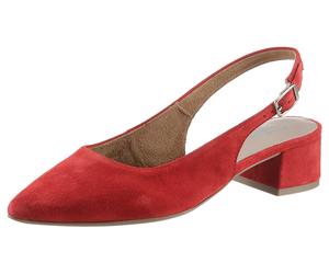 Slingpumps TAMARIS, Damen, Gr. 39, rot, Veloursleder, unifarben, Schuhe Slingpumps, Blockabsatz, Abendschuh, Sommerschuh mit verstellbarem Riemchen, Topseller (13740447-39)