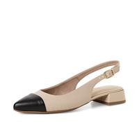 Slingpumps TAMARIS, Damen, Gr. 41, beige (ivory, schwarz), Leder, Lederimitat, unifarben mit Farbeinsatz, Schuhe Slingpumps, Blockabsatz, Businessschuh mit verstellbarem Riemchen (27047239-41) ivory,